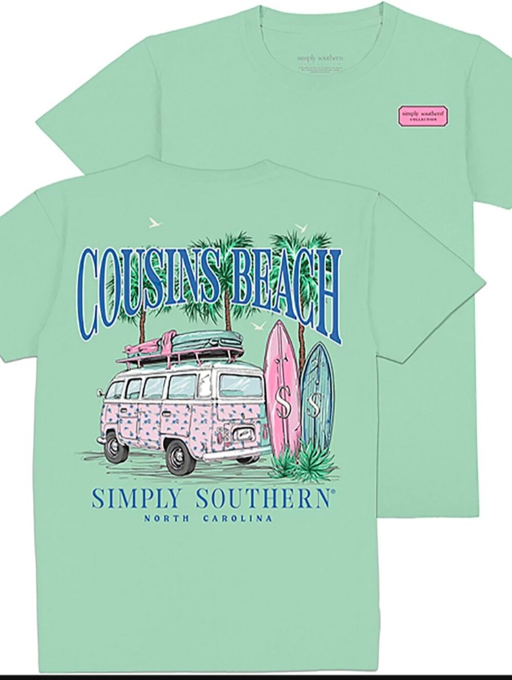 Various Sizes: Simply Southern Women's Cousins Beach Short Sleeve T-shirt-NWT